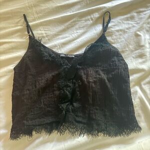 Zara Black Textured Lace Cami